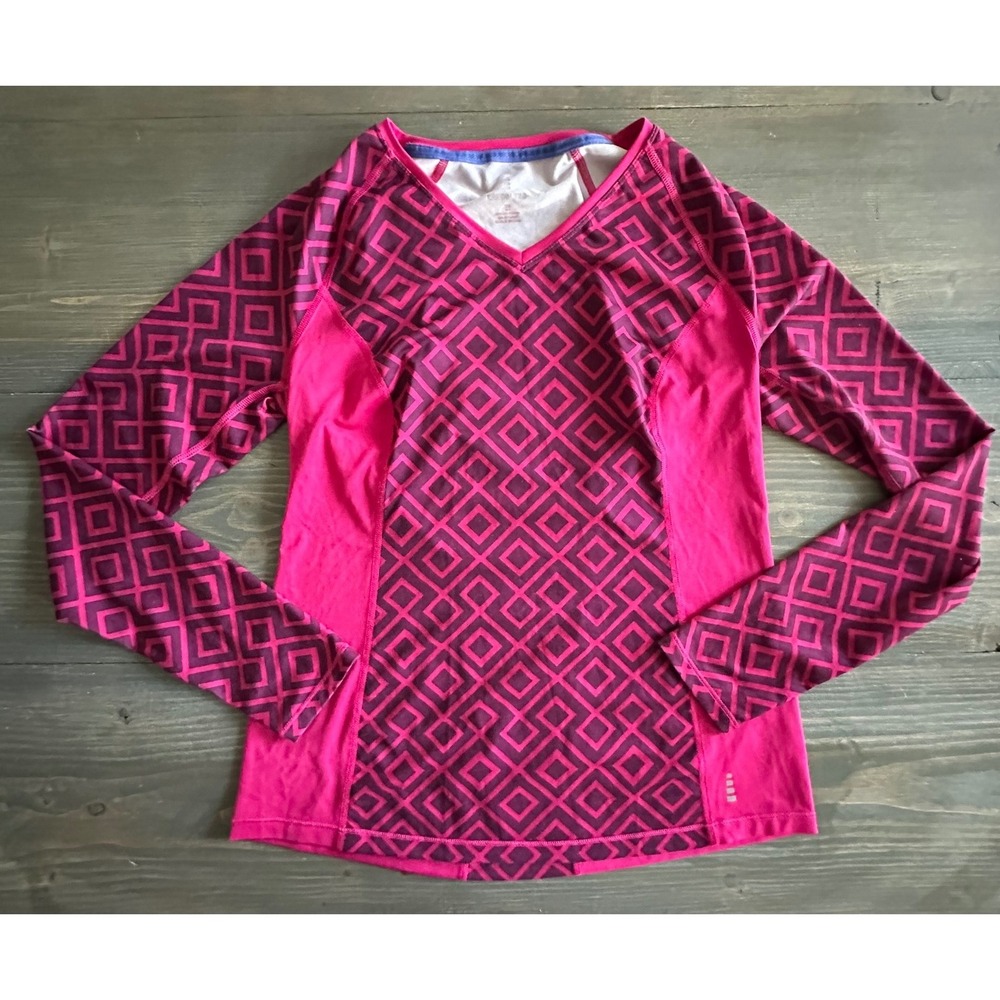 Land's End Pink Diamond Print Longsleeve‎ Pullover Athletic Top - Womens Size XS